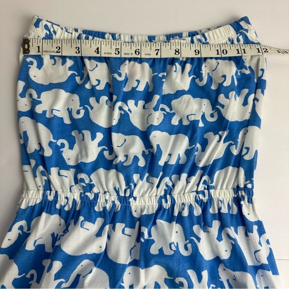 Lilly Pulitzer Windsor Strapless Dress XS Tusk In Sun Blue White Elephants Pima - Picture 2 of 8